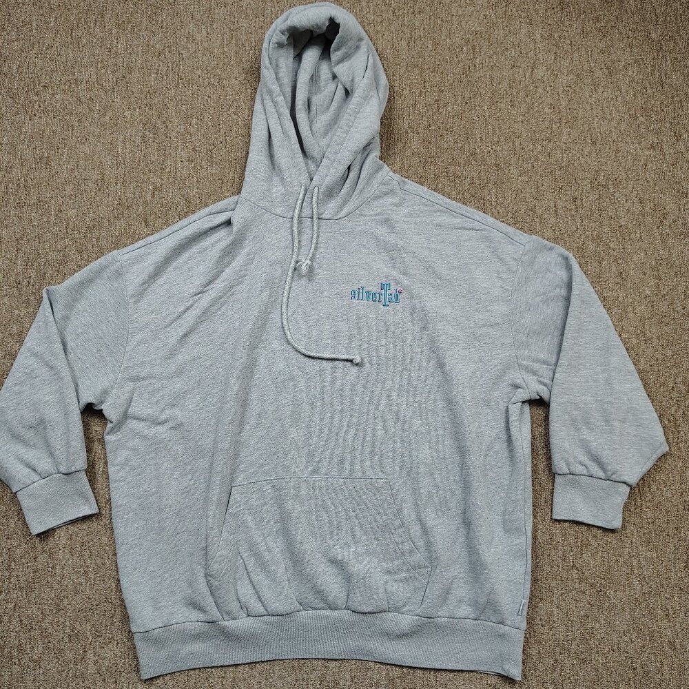 SILVERTAB Hoodie Adult S Gray Oversized Graphic Pullover Retro Streetwear